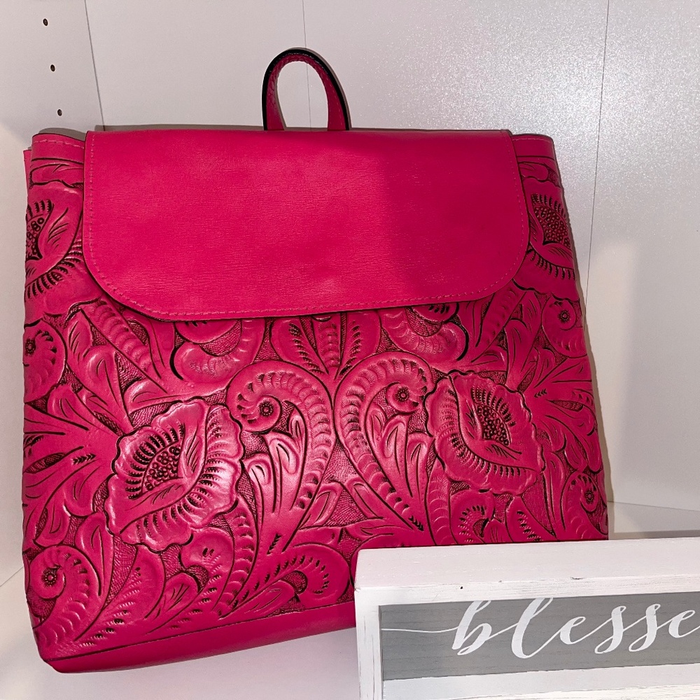 PINK GENUINE COWHIDE LEATHER BACKPACK